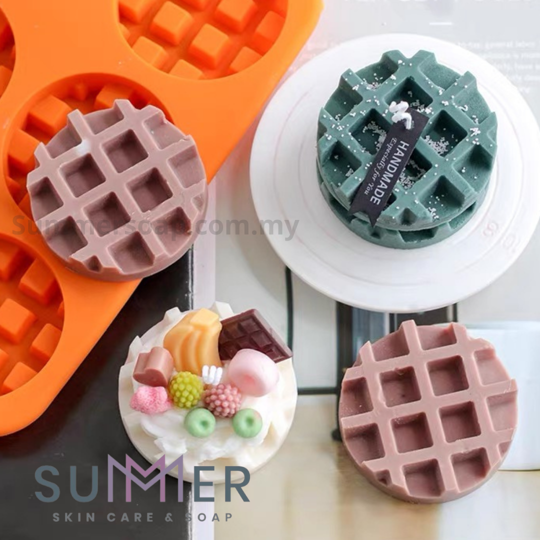 Summer Soap 18 Mini Round Waffle Silicon Mold / 12 Cavity Silicon Mold