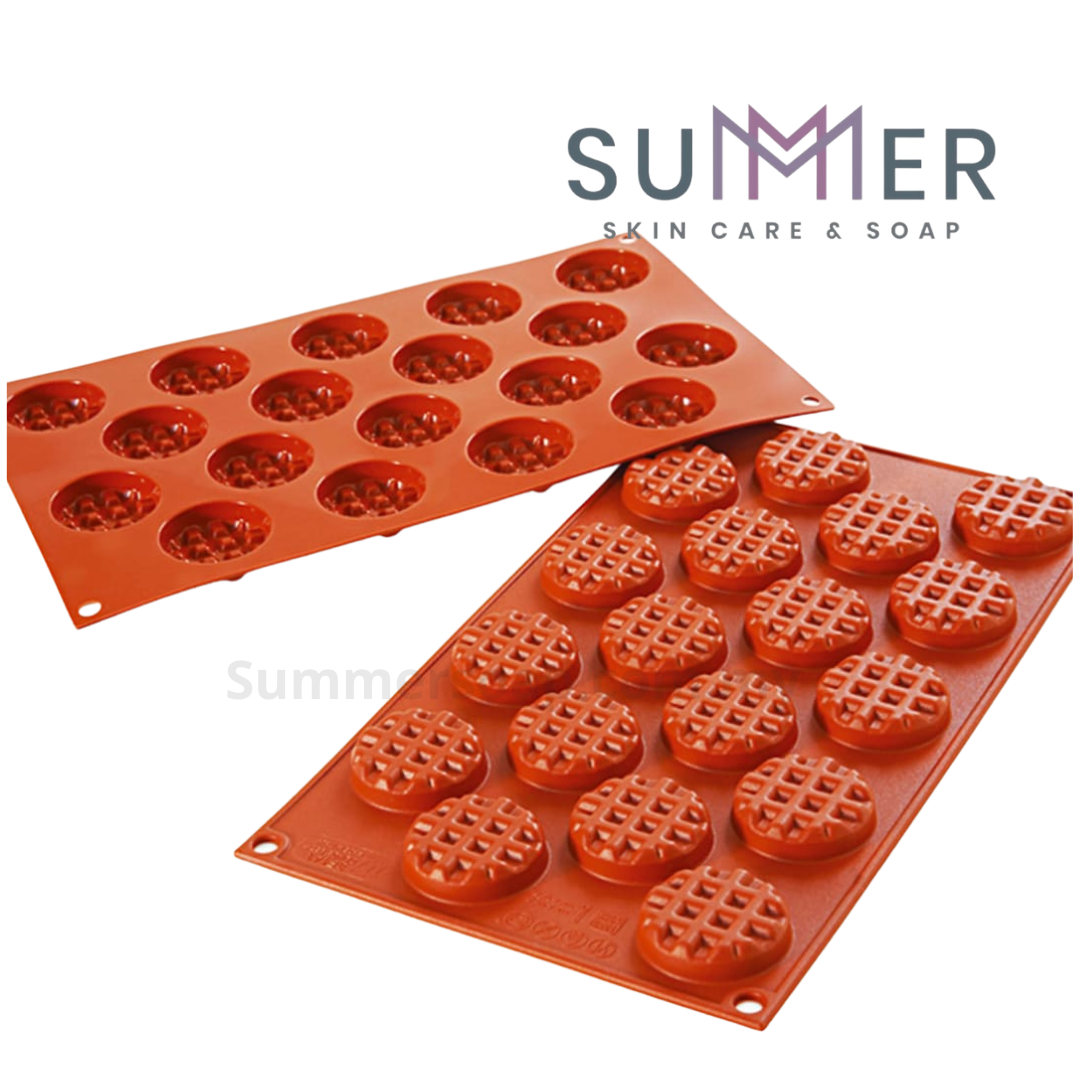 Summer Soap 18 Mini Round Waffle Silicon Mold / 12 Cavity Silicon Mold